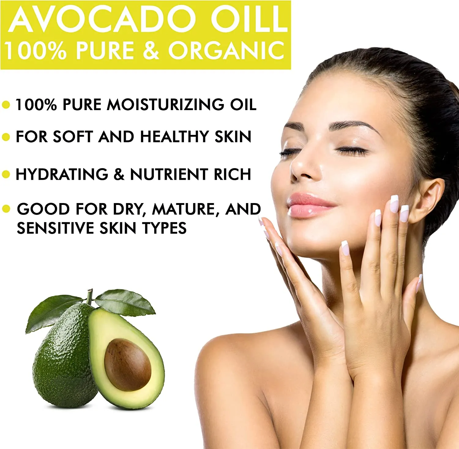Avocado Oil -100% Pure and Natural, Cold-Pressed and Unrefined 16oz/ 473 ml Ideal for Skin, Hair, Massage and DIY Projects by Oreola Naturals