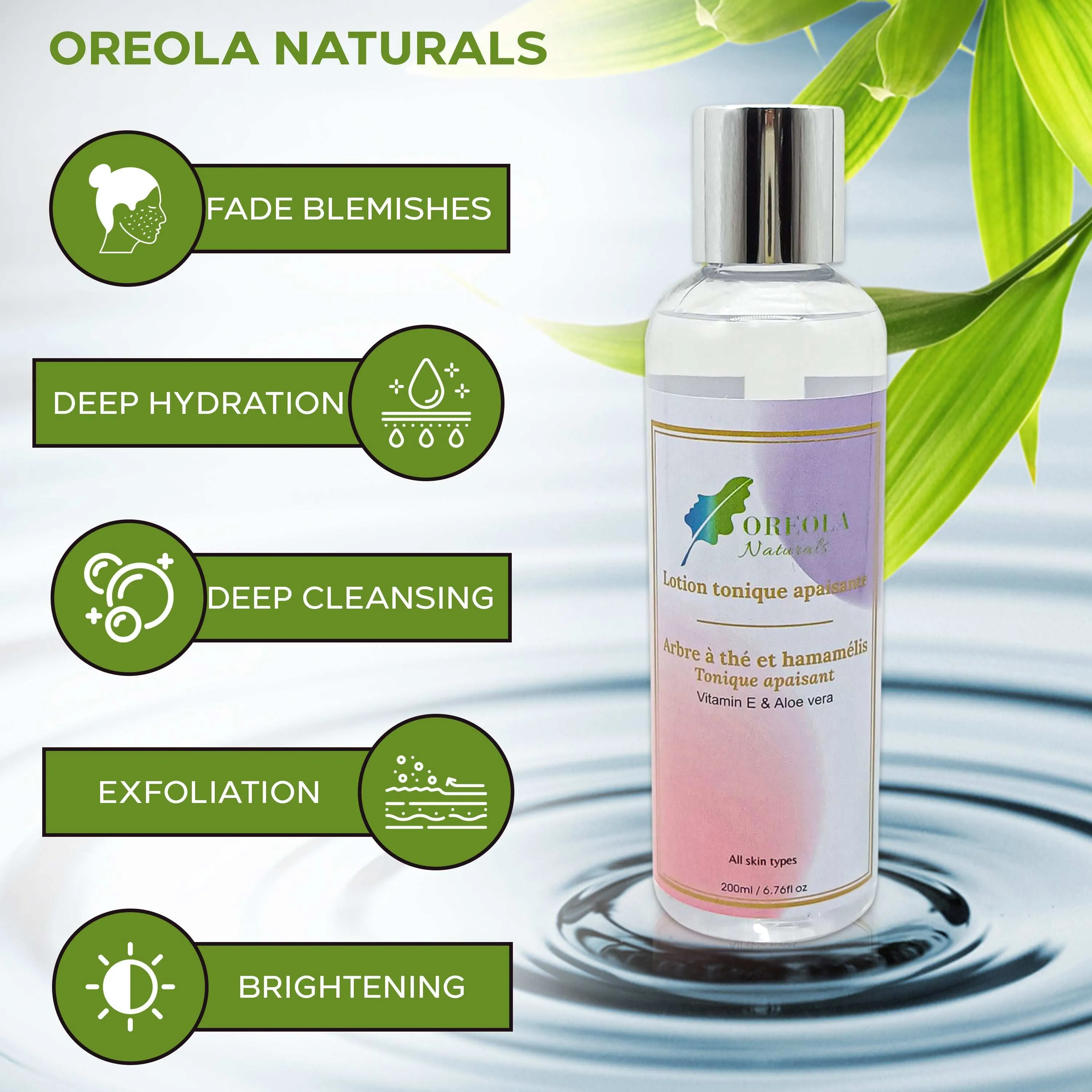 Witch Hazel, Tea Tree, & Aloe Vera Facial Toner 200ml /6.76oz